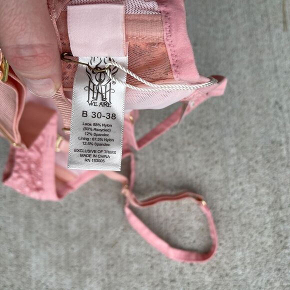 HAH by Free People Demi Bra Size B 30-38 Dusty Rose Hook Up Wireless Lace NEW - Picture 7 of 8